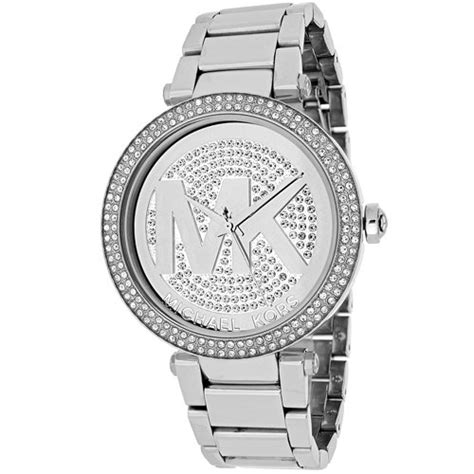 Michael Kors Women's Parker Stainless Steel Logo Glitz Watch, 